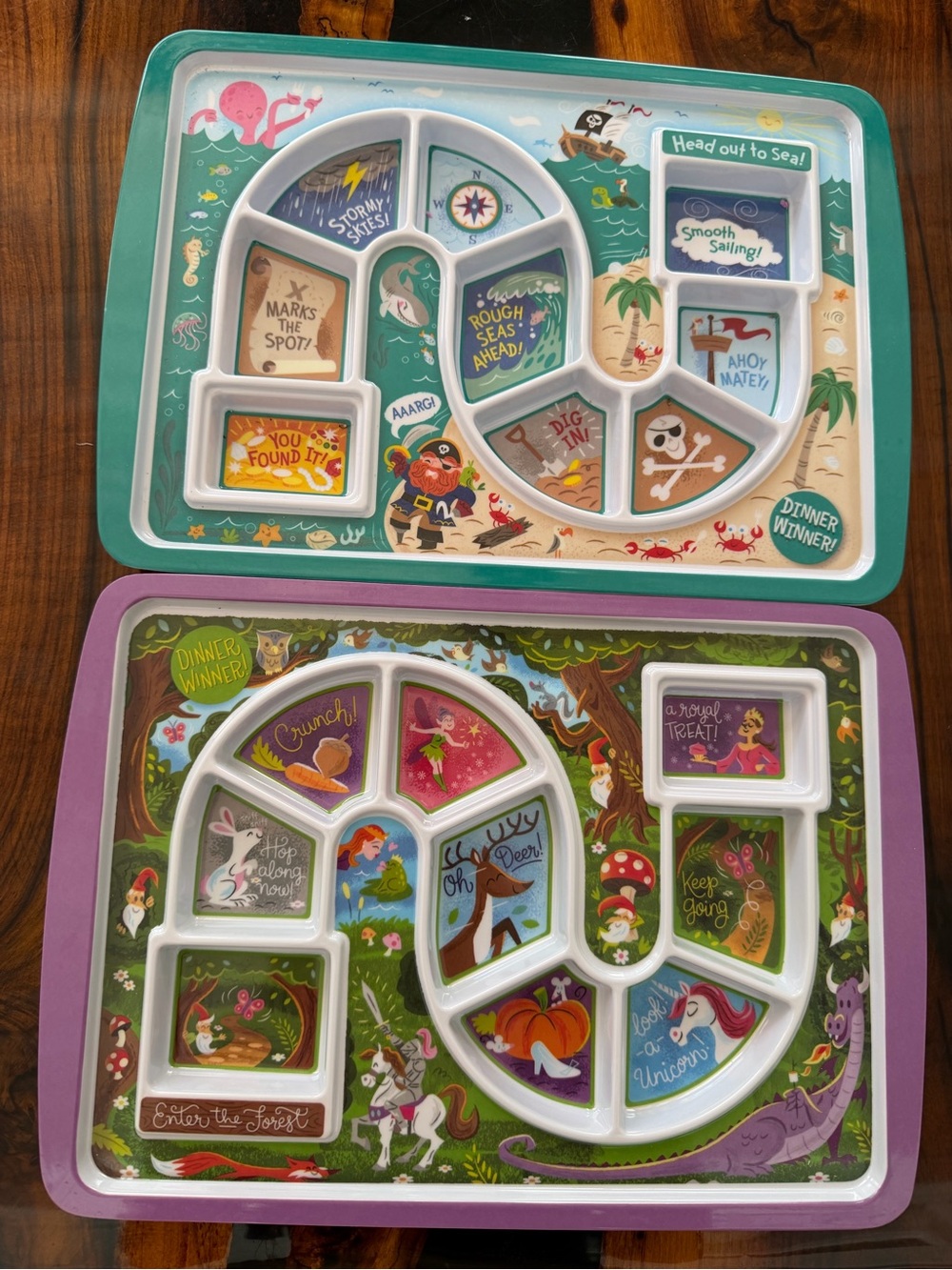 Kids Snack & Play Divider Plate Set - Teal & Purple